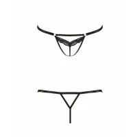 Відверті трусики-стрепи з мереживом Passion Exclusive SOLON THONG L/XL, black — Переглянути зображення 5