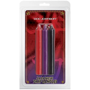 БДСМ свічки низькотемпературні Doc Johnson Japanese Drip Candles - 3 Pack Multi-Colored