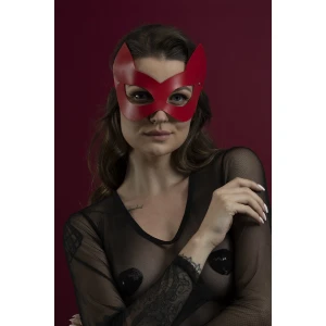 Маска кішечки Feral Feelings - Kitten Mask, натуральна шкіра, червона