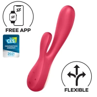 Смарт вібратор-кролик Satisfyer Mono Flex Red, 2 мотори, керування через інтернет — Просмотреть изображение 1