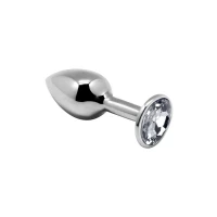 Металева анальна пробка з кристалом Alive Mini Metal Butt Plug White S — Переглянути зображення 1