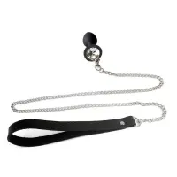 Силіконова анальна пробка Art of Sex Metal Anal Plug with Leash size S з повідцем Black — Переглянути зображення 2