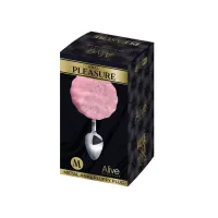 Металева анальна пробка Кролячий хвостик Alive Fluffy Plug M Pink, діаметр 3,4 см — Переглянути зображення 2
