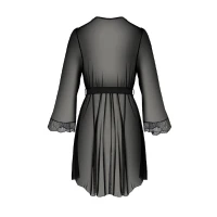 Пеньюар Passion AMBERLY PEIGNOIR 4XL/5XL, black, ажурні декольте та манжети, широкі рукави — Просмотреть изображение 4