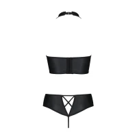 Комплект з екошкіри Passion NANCY BIKINI 6XL/7XL black, бра та трусики з імітацією шнурівки — Просмотреть изображение 4