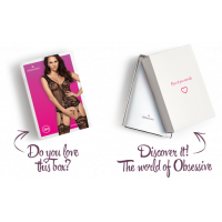 Бодістокінг Obsessive Bodystocking F221 XL/XXL, силуетний квітковий малюнок, імітація панчіх — Переглянути зображення 7