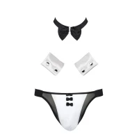 Комплект еротичної чоловічої білизни Passion 036 ALFRED L/XL Black, труси, комірець, манжети — Переглянути зображення 5