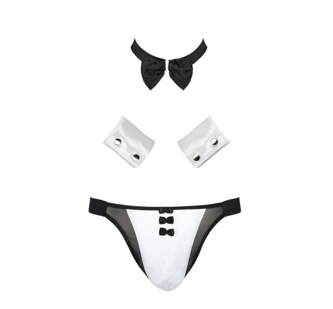 Комплект еротичної чоловічої білизни Passion 036 ALFRED L/XL Black, труси, комірець, манжети