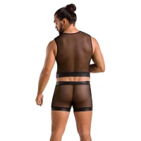 Комплект чоловічої білизни на шнурівці Passion 053 SET WILLIAM XXL/XXXL Black, жилет, боксери — Переглянути зображення 4