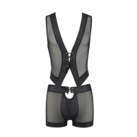 Комплект чоловічої білизни на шнурівці Passion 053 SET WILLIAM XXL/XXXL Black, жилет, боксери — Переглянути зображення 5