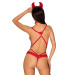 Еротичний костюм чортика зі стреп Obsessive Evilia teddy red S/M, боді, чокер, накладки на соски, обруч з ріжками