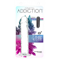Прозрачный фаллоимитатор ADDICTION Vertical Dong 8″, присоска, диаметр 3,8 см, вибропуля в подарок