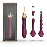 Мультифункціональний вібратор Zalo — Bess 2 Velvet Purple, 4 насадки, підігрів — Переглянути зображення 2