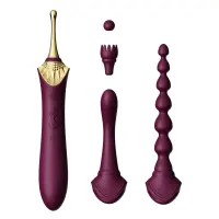 Мультифункціональний вібратор Zalo — Bess 2 Velvet Purple, 4 насадки, підігрів — Переглянути зображення 1