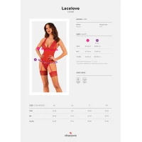 Прозорий корсет Obsessive Lacelove corset XL/2XL Red, мереживо, підв’язки для панчіх — Переглянути зображення 6