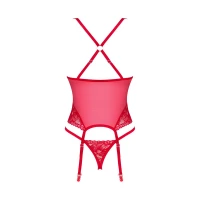 Прозорий корсет Obsessive Lacelove corset XL/2XL Red, мереживо, підв’язки для панчіх — Переглянути зображення 4