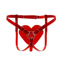 Трусики Серце для страпону Feral Feelings - Hearts Strap-on Belt Red Trasparent — Переглянути зображення 1