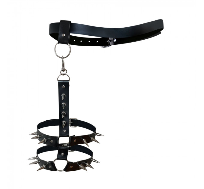 Чоловічі гартери з натуральної шкіри Art of Sex - Serge, колір Чорний, розмір XS-M