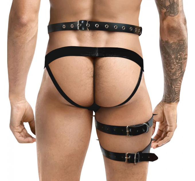 Чоловічі гартери з натуральної шкіри Art of Sex - Serge, колір Чорний, розмір XS-M