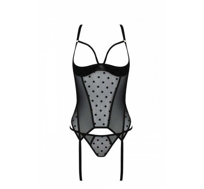 Корсет Passion MARINA CORSET, XXL/XXXL, black, з відкритими чашками