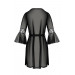 Пеньюар Passion LEAFA PEIGNOIR black, L/XL, довжина трохи вище коліна, широкі рукави, зав'язується на пояс