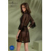 Пеньюар Passion LEAFA PEIGNOIR black, L/XL, довжина трохи вище коліна, широкі рукави, зав'язується на пояс
