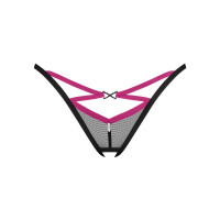 Трусики-стрінги Obsessive Novenes crotchless thong, M/L, сітка, стрепи, прикраса зі стразами