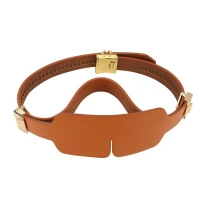 Маска на очі LOCKINK Blindfold Kit, коричнева, натуральна шкіра, регульований обсяг — Переглянути зображення 1