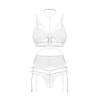 Комплект Obsessive Premisis White 3-pcs crotchless set S/M — Просмотреть изображение 2
