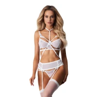 Комплект Obsessive Premisis White 3-pcs crotchless set S/M — Просмотреть изображение 1