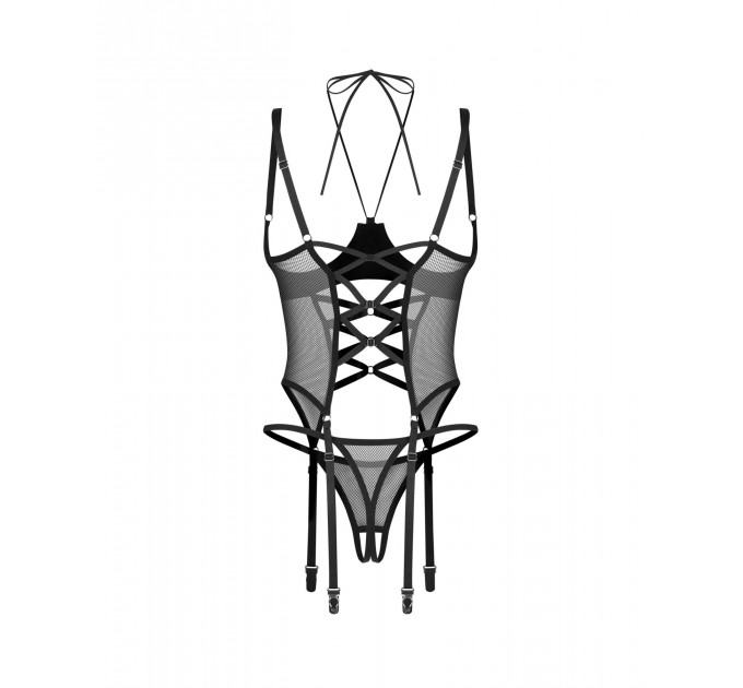Корсет Obsessive Dominna cupless corset & crotchless thong L/XL