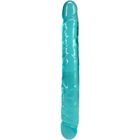 Фалоімітатор двосторонній Doc Johnson Crystal Jellies 12&quot; Jr. Double Dong Teal — Переглянути зображення 1