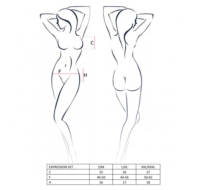 Комплект білизни Passion EXPRESSION SET XXL/XXXL, black, ліф сітчастий, спідничка і стрінги