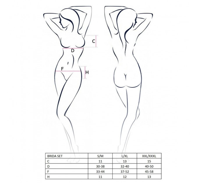 Комплект білизни Passion Exclusive BRIDA SET OpenBra L/XL black, трусики-танга, пояс, відкритий ліф