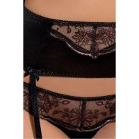 Комплект білизни Passion Exclusive BRIDA SET OpenBra L/XL black, трусики-танга, пояс, відкритий ліф — Переглянути зображення 3