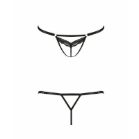 Відверті трусики-стрепи з мереживом Passion Exclusive SOLON THONG S/M, black — Просмотреть изображение 5