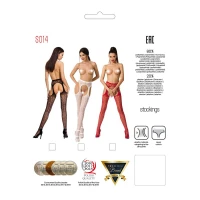 Мереживні колготки-бодістокінги Passion S014 One Size, White, імітація панчіх та пояса з гартерами — Переглянути зображення 5