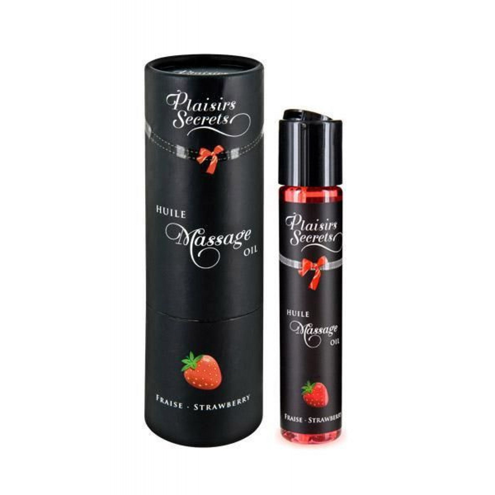 Массажное масло Plaisirs Secrets Strawberry (59 мл) с афродизиаками, съедобное, подарочная упаковка
