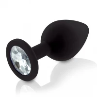 Набір силіконових анальних пробок із кристалом Rianne S: Booty Plug Set Black, діаметр 3,2см, 3,5см, 4,2см — Переглянути зображення 4