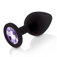 Набір силіконових анальних пробок із кристалом Rianne S: Booty Plug Set Black, діаметр 3,2см, 3,5см, 4,2см — Переглянути зображення 3