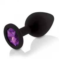 Набір силіконових анальних пробок із кристалом Rianne S: Booty Plug Set Black, діаметр 3,2см, 3,5см, 4,2см — Переглянути зображення 2