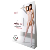 Бодістокінг з імітацією панчіх і ажурною вставкою Passion BS072 white — Переглянути зображення 5