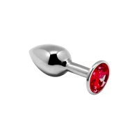Металева анальна пробка з кристалом Alive Mini Metal Butt Plug Red S — Переглянути зображення 1