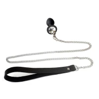 Силіконова анальна пробка Art of Sex Metal Anal Plug with Leash size M з повідцем Black — Переглянути зображення 2
