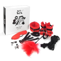 BDSM-набір Art of Sex – Soft Touch BDSM Set, червоний, 9 предметів — Просмотреть изображение 1