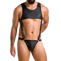 Чоловіче шкіряне боді Passion 056 ADAM L/XL Black, заклепки — Просмотреть изображение 1