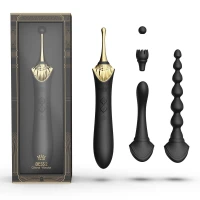 Мультифункціональний вібратор Zalo — Bess 2 Obsidian Black, 4 насадки, підігрів — Переглянути зображення 2