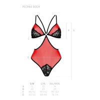 Напівпрозоре боді з мереживом Passion PEONIA BODY S/M red — Переглянути зображення 5