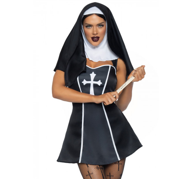 (SALE) Костюм черниці Leg Avenue Naughty Nun M, сукня, головний убір