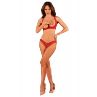 Комплект білизни Obsessive Lacelove cupless 2-pcs set XS/S Red, відкритий доступ, відкриті груди — Переглянути зображення 6